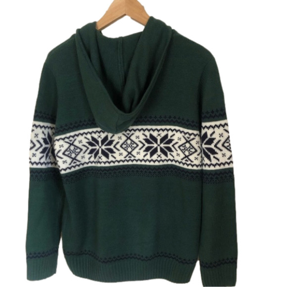 Vintage  Cozy Coastal Cottagecore Nordic Zip Up Hooded  Cardigan Medium - Picture 8 of 8